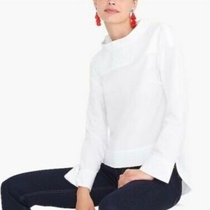 NWT J Crew 3/4 Sleeve Shoulder Button Poplin Top